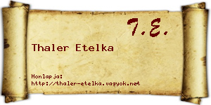 Thaler Etelka névjegykártya